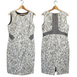 Lafayette 148 Sleeveless Patterned Sheath Dress Women's Size 8 Cream Tan Career Photo 1