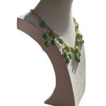 Vintage Multi Strand Women’s Necklace Green Round Boho Estate Gold Tone Necklace Photo 5