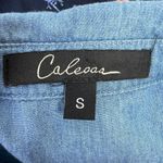 Calessa Women’s Size S Tunic Top Shirt Embroidered Button Down Blue Long Sleeve Photo 2