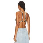 8 Other Reasons Disc Crop Top in Silver One Size New Womens Disc Mirror Cropped Photo 1