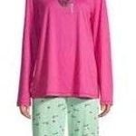 Hue Pink Long Sleeve Large Sleepwear Pajama Top Photo 0