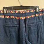 ZARA Embroidered Crop Trousers navy wide leg pants Size Small Photo 5