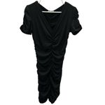 Aooksmery Black V Neck Cami Ruched Short Sleeve Formfit Mini Dress Womens Small Photo 8
