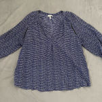 Joie  Blue Silk Abstract Patterned Blouse EUC Size S Photo 0