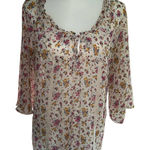 Decree  3/4 Sleeve Floral Sheer Top Size Large Photo 0