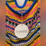 NWT THANNE Multicolor Striped Crochet Knit Unlined Halter Tie Mini Dress Yellow Size XS Photo 10