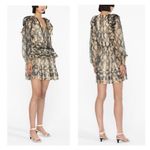 Ulla Johnson Adelaide Fossil Print Silk Long Sleeve Ruffle Mini Dress Size 8 Photo 3