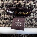 Dana Buchman Open Cardigan Sweater Brown L Long Sleeve Chain Link Trim Knit Photo 1