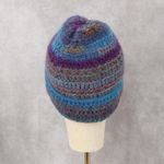 Blue Multi Color Cable Knit Stripe Y2K Vintage Beanie Cap Hat OS Photo 3