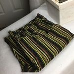 Arden B Green & Black Striped Velvet Soft Retro Flair Pants 8 Photo 3