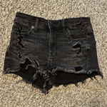 American Eagle  Outfitters Jean Shorts Black Ripped High-Waisted Photo 0