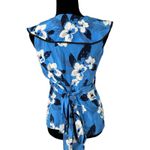 Yumi Kim Blue White Floral 100% Silk Wrap Blouse Size Medium Photo 2