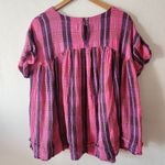 We The Free People Moon City Blouse Tunic Pink Purple Plaid Short Sleeve XS Photo 2
