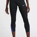 Nike Women's Power Black / Blue Running Crop Leggings Size S Photo 0