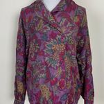 Diane Gilman VINTAGE  Floral Silk Blouse Size M Photo 0