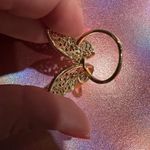 Vintage Havana Adjustable gold butterfly ring with pave details Photo 3