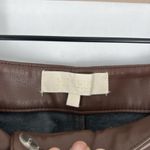 Meshki  Tyra Straight Leg Pants Womens XS Faux Leather Chocolate Brown High Rise Photo 5