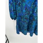 Time And Tru  Knee Dress Women Medium Blue Green Paisley Boho Peasant Ruffle Photo 2