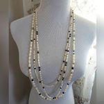 Freshwater Pearl Onyx Crystal Gold Black Aurora Borealis Bead Set Of 3 Necklaces Photo 0