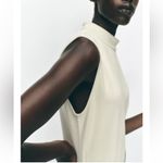 ZARA  NWT off white ivory belted front mock neck soft sleeveless midi dress Photo 4