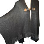 Apt. 9  adorable black sweater wrap with ruffled hem and toggle button design Photo 2