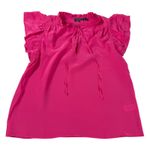 Vineyard Vines  Women's Pink Silk Blend Ruffle Neck Tie Blouse Top Size S Photo 0