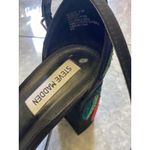 Steve Madden Black Floral Embroidered Ankle Strap Block Heel Sandals 9.5M Photo 5