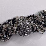 Chico's Chico’s Elsa Beaded Stretch Bracelet EUC Sz OS Braided Silver Black Tan White Photo 4