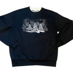 VTG 90s Top‎ Stitch Morning Sun Black Cardinal Christmas Sweatshirt Womens Large Photo 0