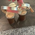 Loft Gold Ankle Strap Scalloped Block Heel Sandals Sz 7.5 Photo 4