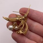 Roma Signed Brooch Pin Gold Tone Faux Pearl Photo 6