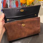 Brown Patent Leather “Snake Skin” Textured Clutch Photo 6