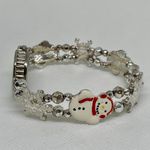 Snowman women quartz watch silver tone 27mm elastic band size 7.5” running Photo 2