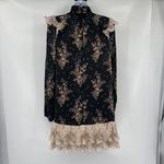 Amur Silk Devin Dress Sz 6 Whimsigoth Floral Romantic Cottage Ruffle Victorian Black Photo 5