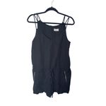 Lou & grey  Medium Linen Black‎ Romper With Zipper Pockets Waist Drawstring Photo 1