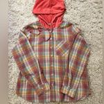 Plaid flannel hoodie with a relaxed fit Size L Orange Size L Photo 0