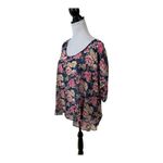 belle du jour Blouse Plus Size 2X Floral Keyhole Sheer Lace Multicolored Hi Low Photo 4