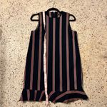 ZARA Navy Red Stripe Thick Shift Dress Ruffle Hem m Photo 7