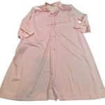 Vanity Fair  Womens Pink‎ Satin Lace Trim Long Sleeve Full Length Robe L Photo 1