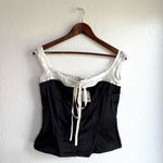 Free People NEW Womens Corset Black White Satin Off The Shoulder Size Medium Photo 1