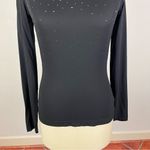 St. John  Black Mock Neck Rhinestone Top Photo 3