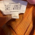 Sweet Wanderer  Orange Rayon Button Down Striped Short Sleeve Top Sz L Vacation Photo 2