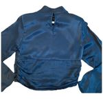 ZARA NWT  Crop Top Blouse, Mock Neck, long sleeve, ruched hem in blue size medium Photo 4