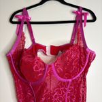 Savage X Fenty Red Pink Lace Corset Bodysuit Bustier Teddy Size 3X Photo 1