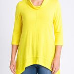 Neon Buddha Tunic Top Women Cowl Neck 3/4 Sleeve Asymmetrical Hem Yellow Size L Size L Photo 0