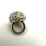 Round rhinestone cocktail ring Silver Photo 4