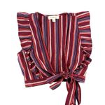 Fashion On Earth Short Ruffle Sleeve Open Wrap Front Ties Small Purple Red Boho Photo 0