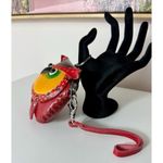 Aloha Hawaii Genuine Leather Red Yellow Owl Coin Purse Wristlet Keyring OS Photo 1