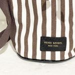 Henri Bendel  Brown White Striped Canvas Patterned Shoulder Bag Pocketbook Photo 1