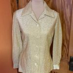 Vtg 70s gold sparkly disco shirt Size 10 Photo 8